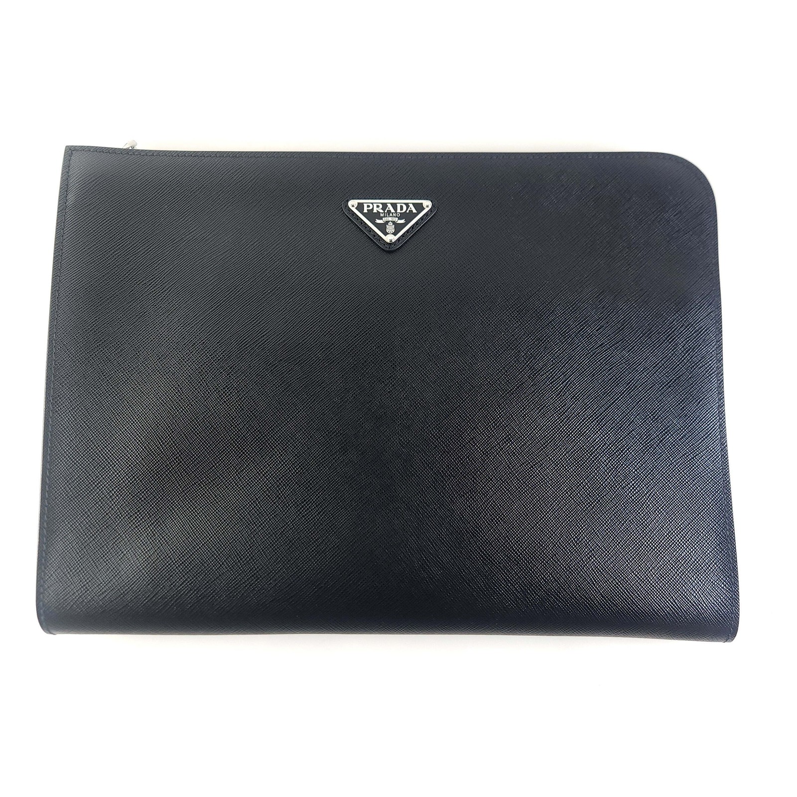 Prada Saffiano Triangle Logo Document Holder Clut… - image 1
