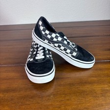 Vans Old Skool Kids Size 1 Black White Checkerboard Suede Skate Sneakers Low Top