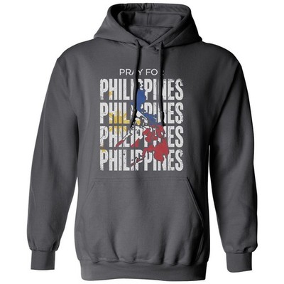 Pray For Philippines Stacked Map Graphic Support Unisex Hooded Sweatshirt