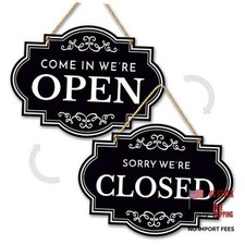 Open Closed Signs for Business, 11x8 Dibond, Double-Sided, with Rope Come In