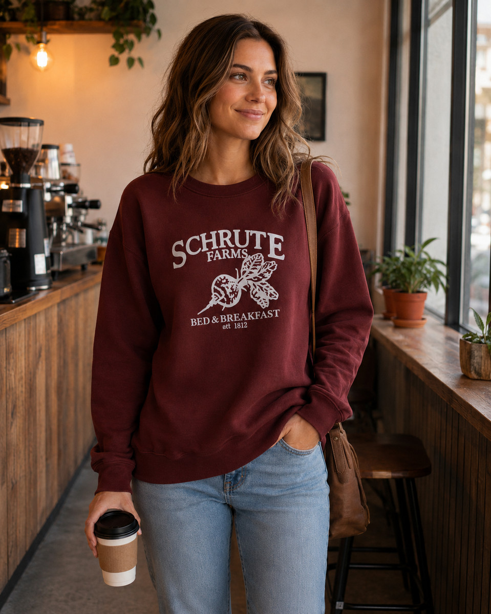 Unisex Sweatshirt XL Burgundy The Office Schrute Farms Dwight Schrute Quirky