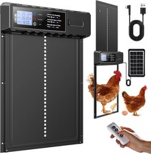 Automatic Chicken Coop Door Solar Powered Large Size 3 Modes, Anti-Pinch