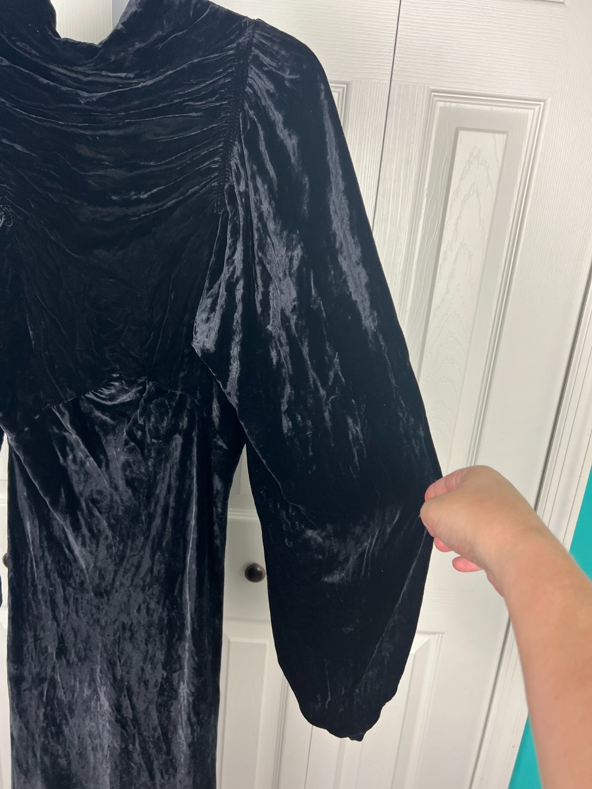 1930s Openhym's Debuvel Transparent Velvet Dress Black Art Deco Maxi Gown Sz 6