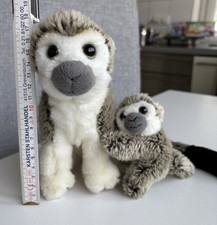 Süßes Äffchen Stofftiere Set - groß und klein, grau-weiß
