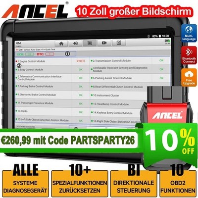 2026 Ancel X6 OBD2 Diagnosegerät Alle System IMMO EPB TPMS Öl Reset Aktiver Test