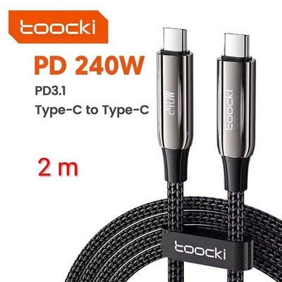 2 m Toocki 240W USB-C Ladekabel Typ C Schnellladekabel Datenkabel  CE/RoHS/FCC