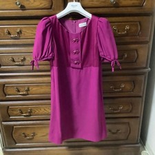 Red Valentino Magenta Knee Length Dress Short Sleeve
