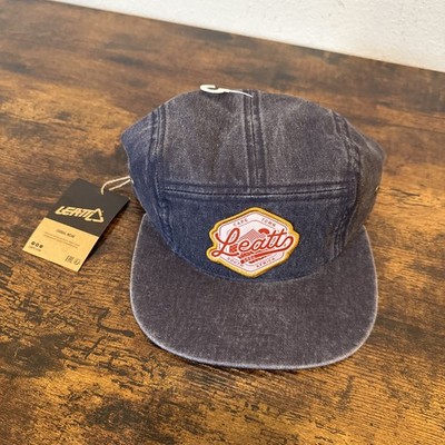 Leatt 5 Panel Hat, Retro Cap w/Patch, Distressed Blue, 100% Cotton, Strapback