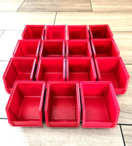 15 Storage Bins 5-3/8x4-1/8x3 inch Red Plastic Small Parts Container Stack