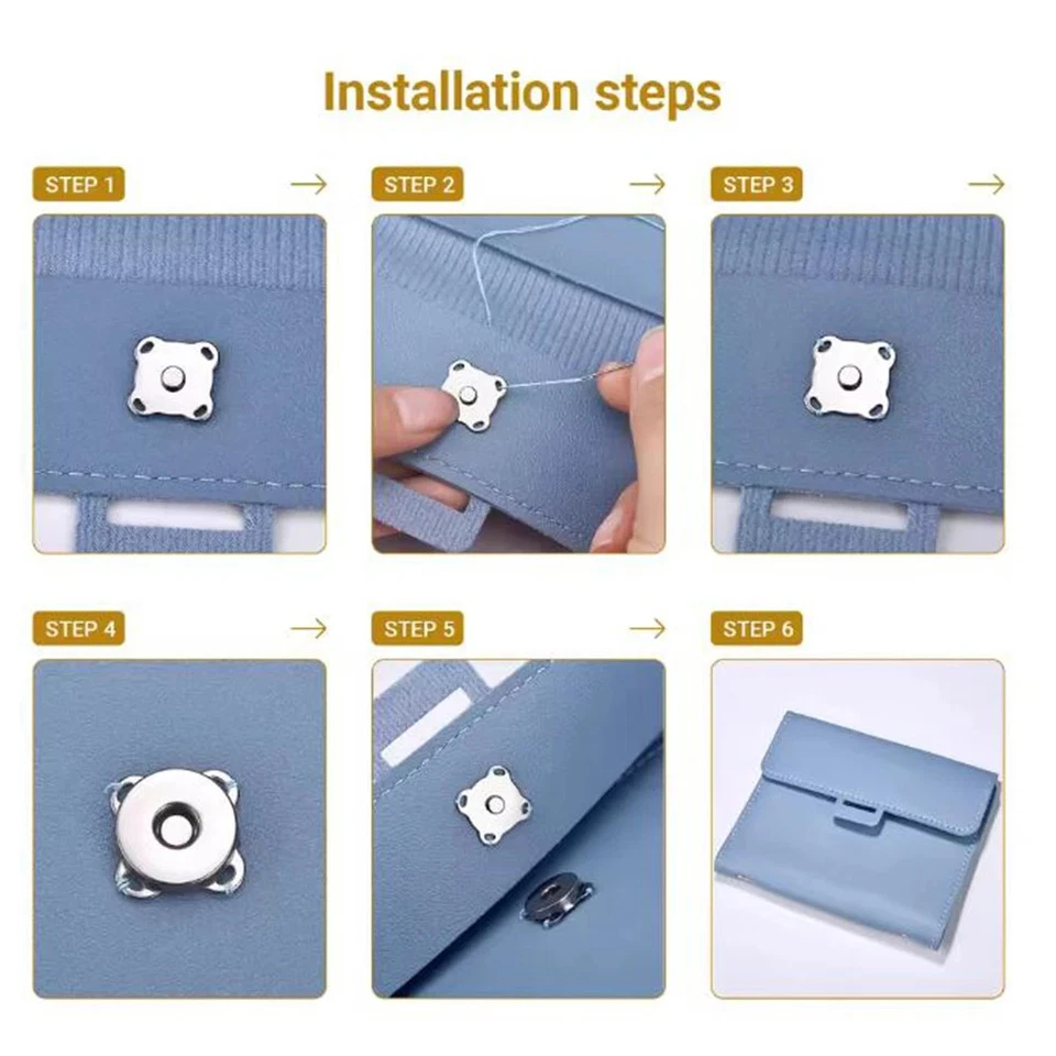 10 Sets Magnetic Snap Button Metal Plum Blossom Sew on Buttons Clasps Fasteners - Image 3 of 4