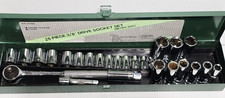 25 Pcs- K-tools 38 Drive Ext 6pt. Metric 14 Shallow 10 Deep Socket Set Vtg