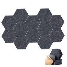 HONORIA 12-Pack Acoustic Panels, 12 X 10 Inches, Dark Grey, Hexagon