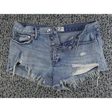 Free People We The Free Denim Shorts Womens 27 Light Blue Distressed Cutoff