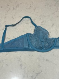Studio La Perla Blue Velvet Trim Mesh Bra Size 38C