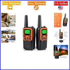 Orange 2-Pack Long Range Walkie Talkies for Adults, 22 Channels, LED Flashlight