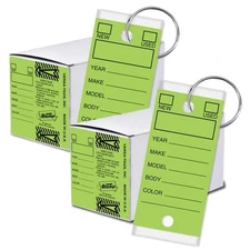 500 Light Green Key Tags with Chrome Plated Rings 1.25"x3" Abrasion Resistant