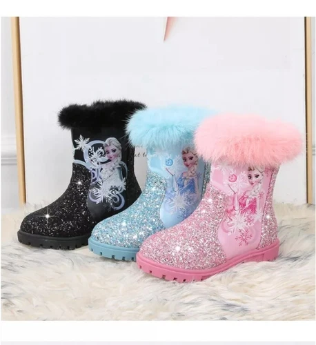 Winter Neu Elsa Kinder Mädchen Elsa Prinzessin Kristall Paillette Kurze Stiefel - Bild 1 von 42
