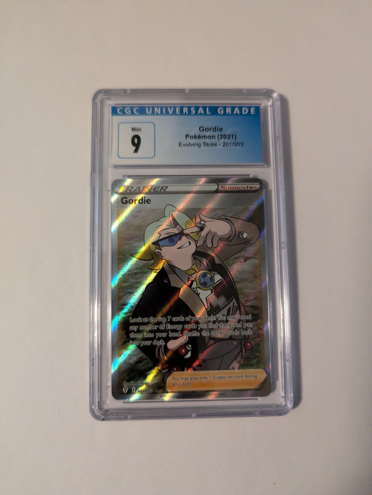 CGC 9 MINT GORDIE Full Art Trainer SWSH Evolving Skies #201 Pokemon 2021