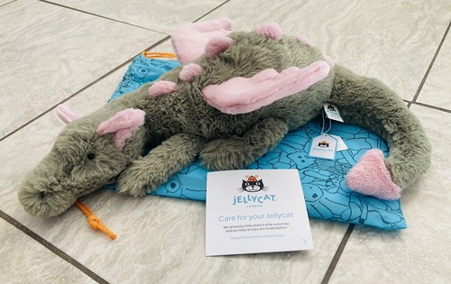 Jellycat Malachy Dragon, New with Tags Matcha Green Pink, AUTHENTIC Stunning NWT