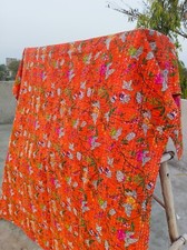 Indian Handmade Paradise Printed Kantha Quilt Blanket Throw Bedspread Vintage