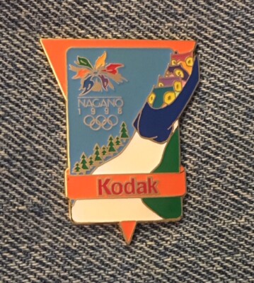 Bobsled Olympic Pin ~ 1998 Nagano ~ Sponsor Kodak ~ Snowlets Mascots
