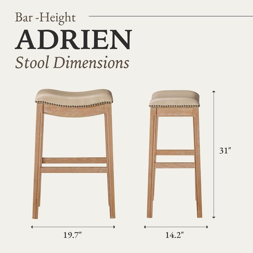 Maven Lane Adrien Saddle Barstool with Avanti Bone Vegan Leather - Picture 5 of 6