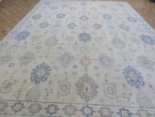 12 x 15'9 Hand Knotted Beige Fine Peshawar Oushak Oriental Rug G13636