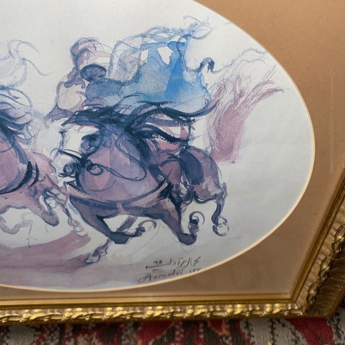 Wonderful Watercolour Tunisian Artist Andolsi Fethi Horses & Riders Signed - Picture 22 of 24