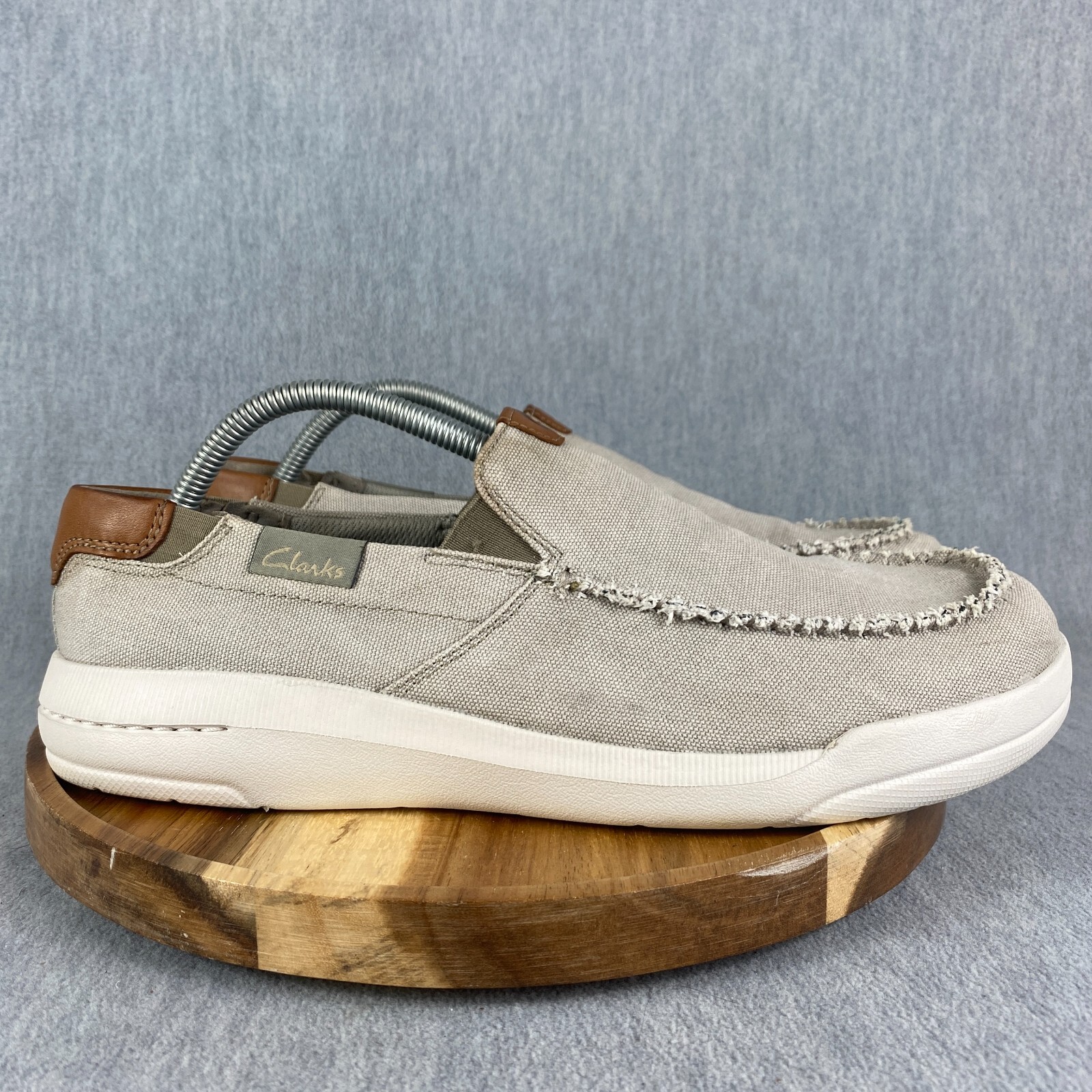 Clarks Driftlite Step Slip-On Shoes Mens Size 10.5 Beige Loafers Flat Casual