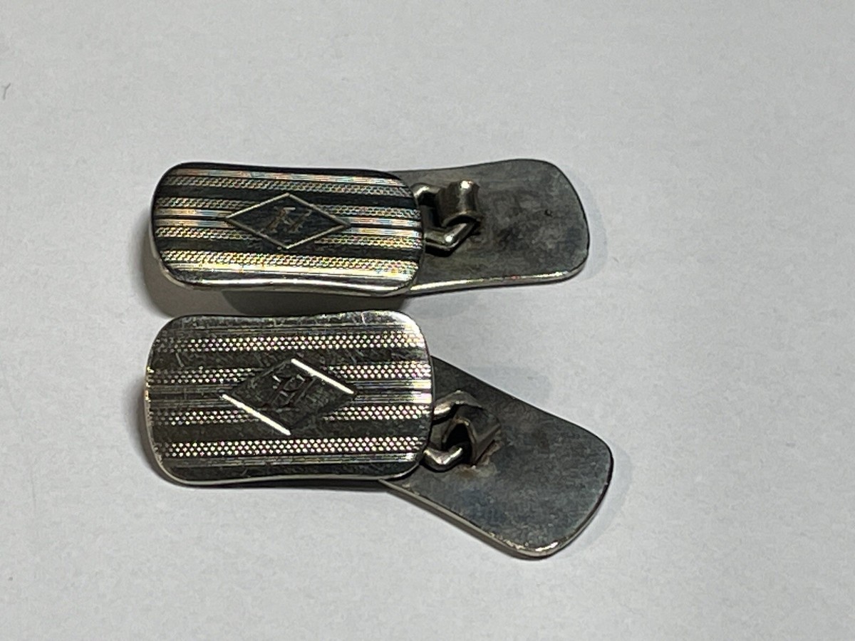 Boutons De Manchette Vintage Argent Et Or - Modèle Unique 7/8 XM-22 Bijoux Anciens