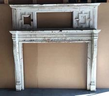 Antique Large Decorative Shabby VTG Chic Oak 82 x 84 Fireplace Mantel  2000-22B