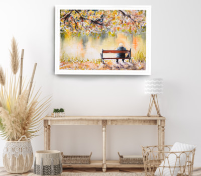Nature Print, Trees Wall Art, Watercolor Framed Oil Painting Wall Art,Vector Art