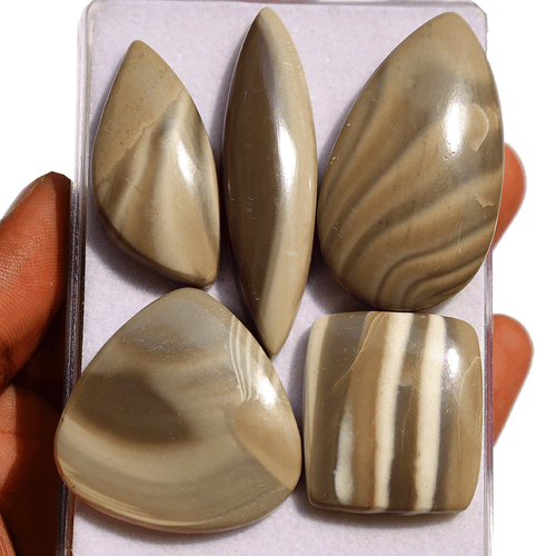 Polonia 5 pz pietra selce naturale 27 mm-49 mm pietre preziose cabochon lucid... - Foto 10 di 11