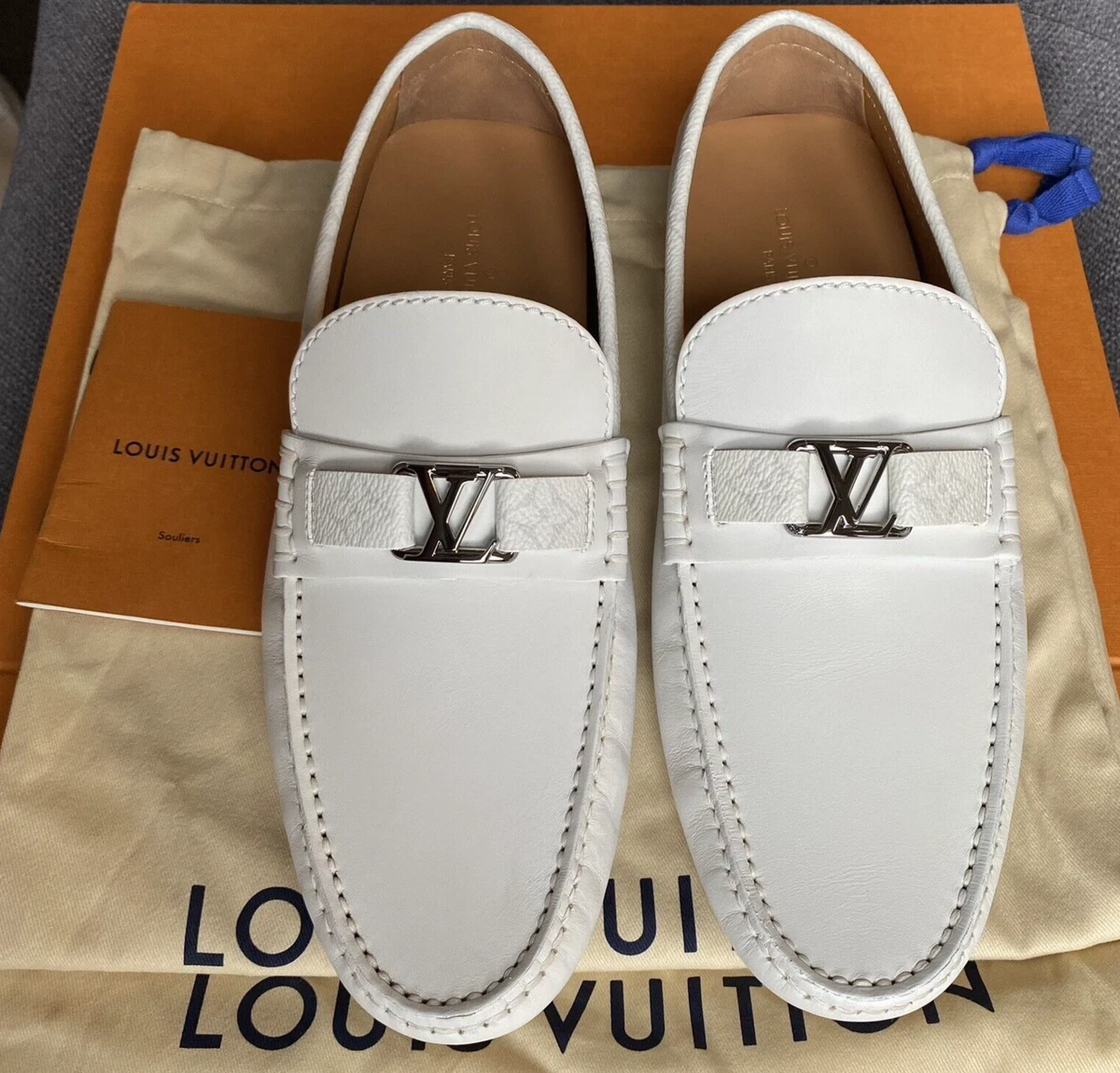 AUTHENTIC LOUIS VUITTON WHITE MONOGRAM MOCCASIN SIZE 7 R.P. £580