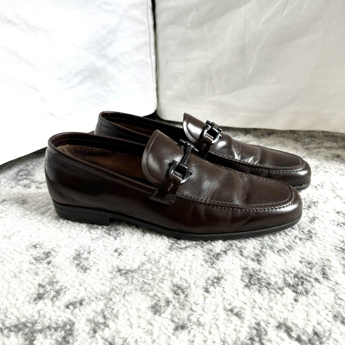Salvatore Ferragamo Gancini Bit Slip On Loafers in Brown Size 9 Loafer with Gancini detail - Men | Ferragamo main image 3