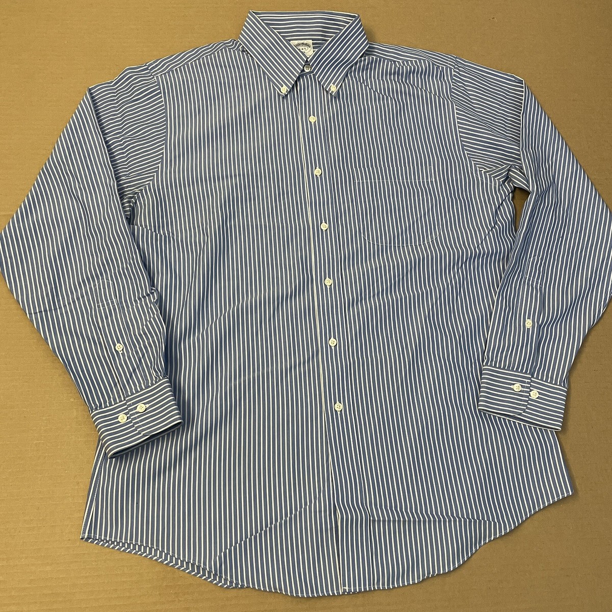 Brooks Brother Regent Shirt Adult 16-4/5 Blue Stripe Non-Iron