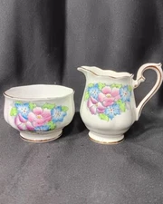 Royal Albert Creamer And Open Sugar Bowl Set " Bouquet " England $22 OBO! [CH]