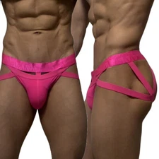 JOCKMAIL Men's Sexy Jockstrap Briefs Tanga Thong Butt Lifting Hipsters Underwear