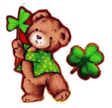 lucky bear shamrock fabric applique iron on not embroidered 2 inch 2pc