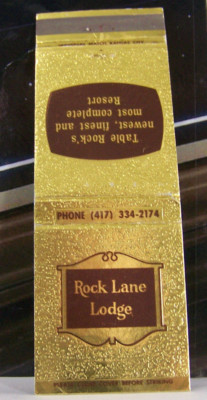 Rare Vintage Matchbook Cover C1 Branson Missouri Rock Lane Lodge Table Rock Reso