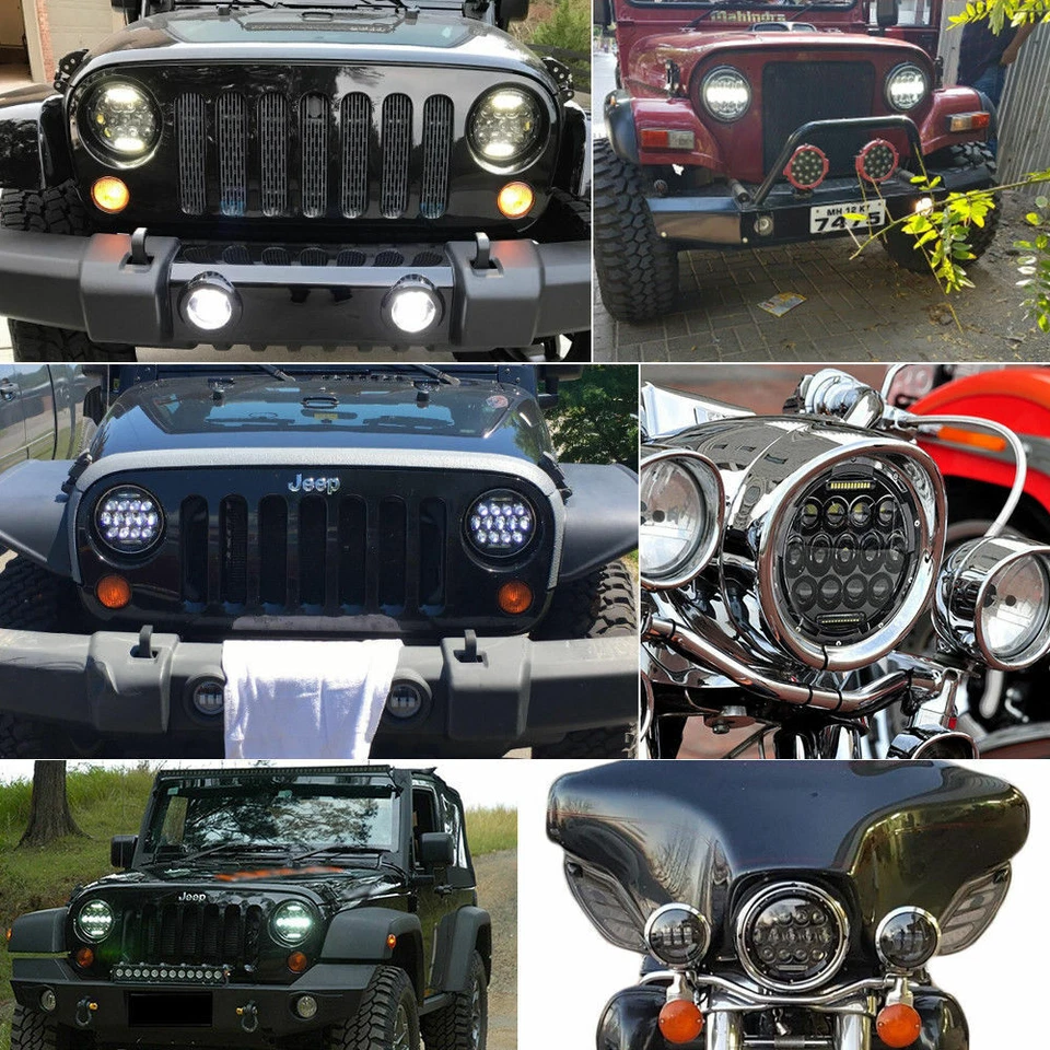 For Suzuki Samurai SJ410 7 inch LED Round Headlights Pair DRL Hi/Lo Beam x2 - Image 2 of 4