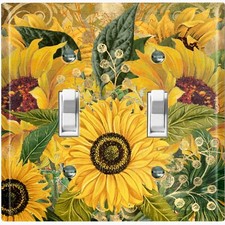 Metal Light Switch Cover Wall Plate Sunflower Bouquet Damask SUN002
