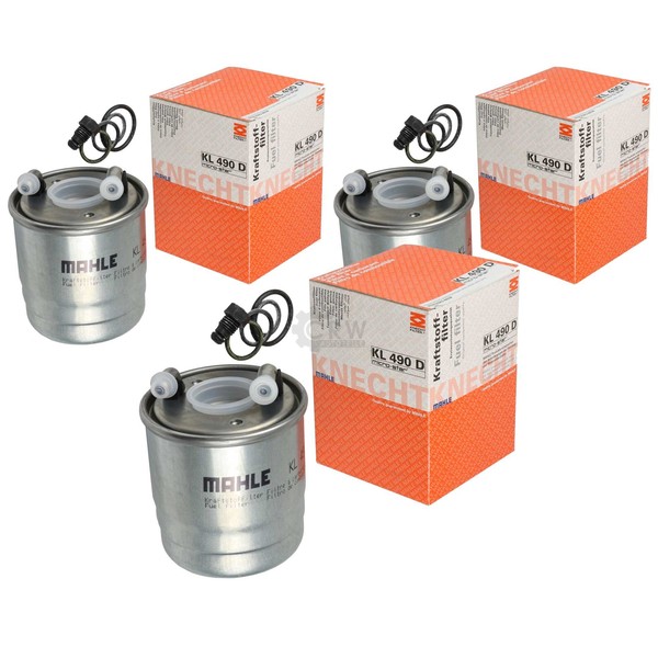 3X Mahle / Knecht Kraftstofffilter KL 490D Fuel Filter-image