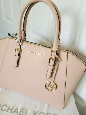 Michael Kors Ciara Large Saffiano Top Zip Satchel Handbag - Ballet 