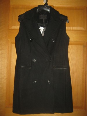 $348 Retail Price New BCBG Roxy Wool Blended Vest Black 