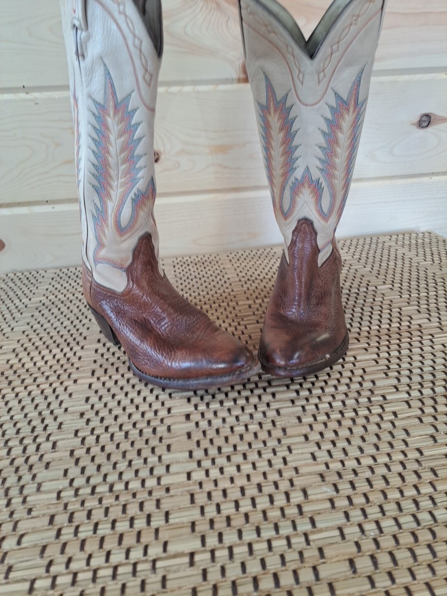 Tony Lama Womens 1617 Cowboy Boots Sz 6.5M Leather Brown Western