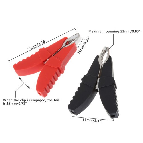 2pcs Red Black for Butterfly Type Insulated Alligator Clips Testing Clamps For C - Afbeelding 6 van 8