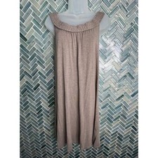 SAINT TROPEZ WEST TAUPE KHAKI KNEE LENGTH STRETCH SLEEVELESS KNIT SHIFT DRESS S