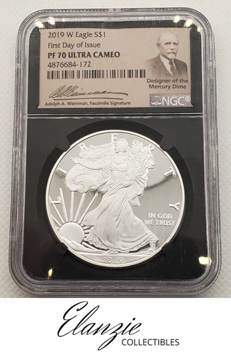 2019-W American Silver Eagle First Day of Issue NGC PF70 UC Weinman facsimile