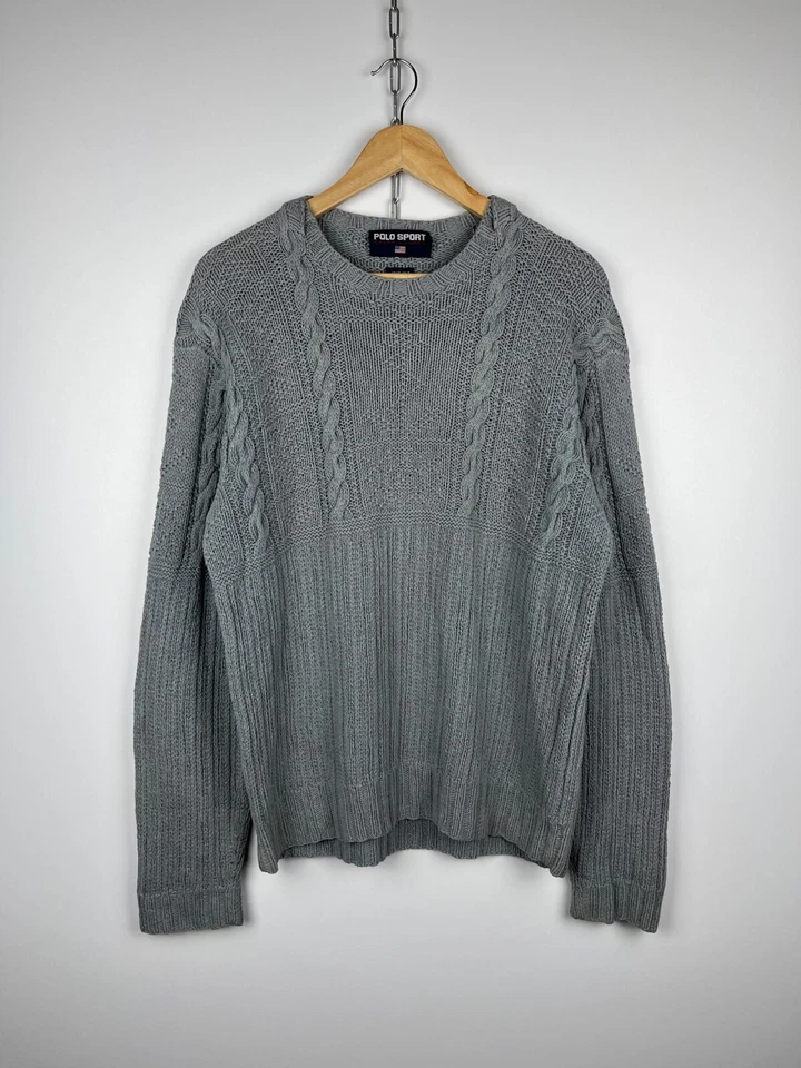 Vintage Polo Sport Ralph Lauren Linen Cotton Cable Hand Knit Sweater Size M-L - Image 2 of 4